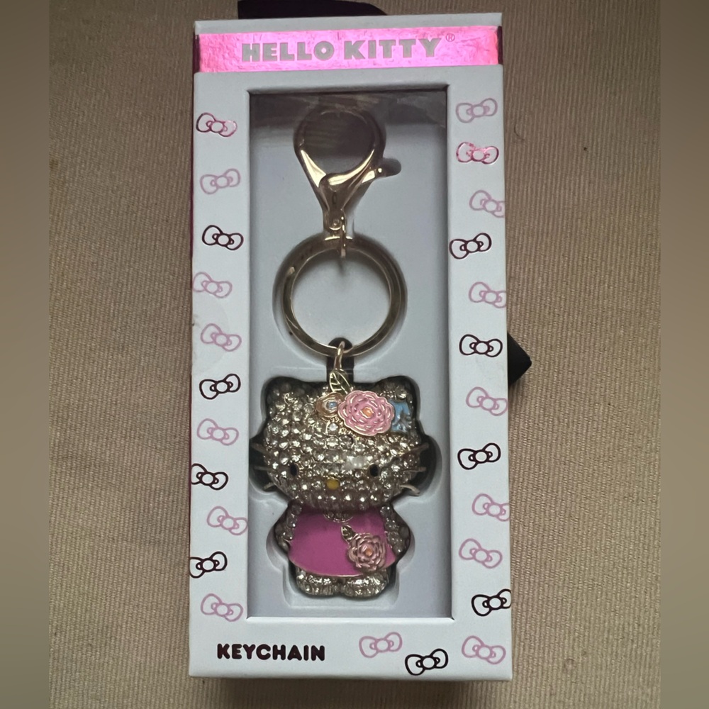 Hello Kitty Pink and Silver Crystal Keychain